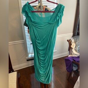 Women Gianni Bini Turquoise Fitted Ruffled Dress